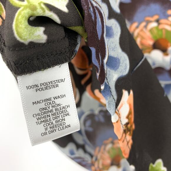 LOFT Cap Sleeve Blouse Womens Size Small Black Multicolor Floral Print - Picture 7 of 8
